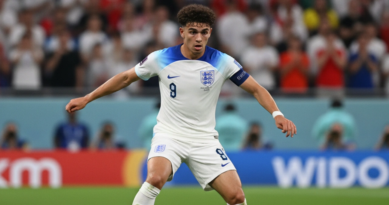 Cole Palmer in actie met de bal aan de voet voor Engeland