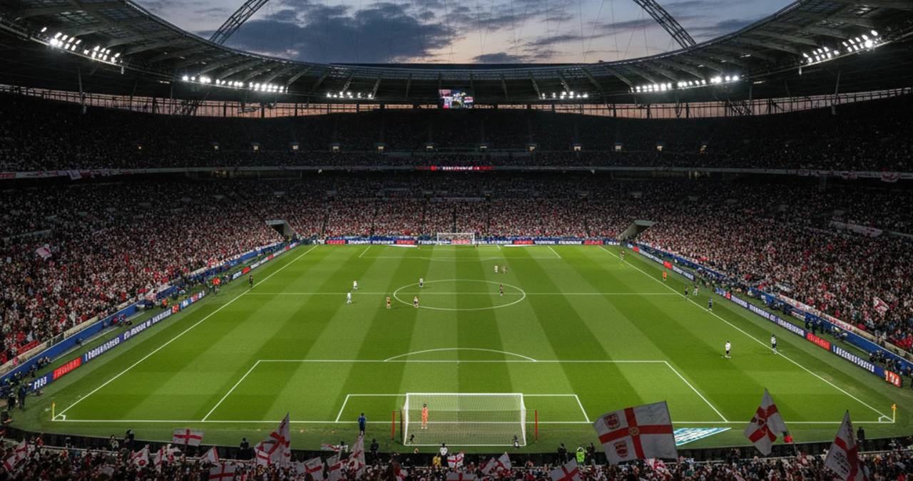 Wembley stadion gevuld met Engelse supporters tijdens een EK-wedstrijd