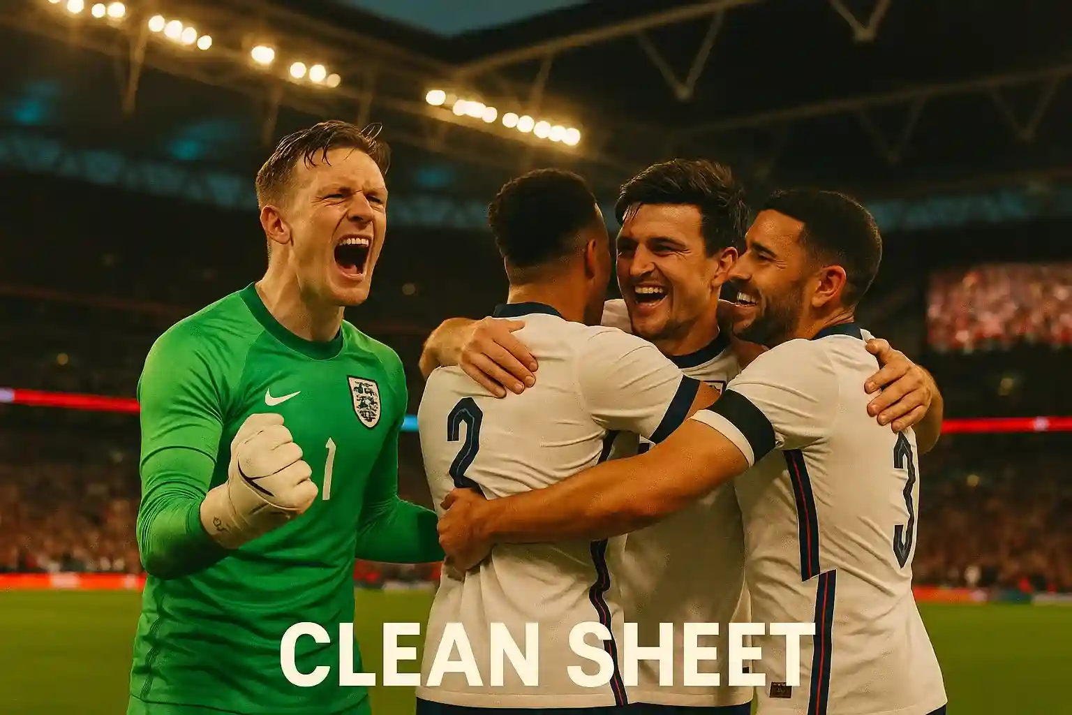 Engeland keeper en verdedigers vieren clean sheet overwinning
