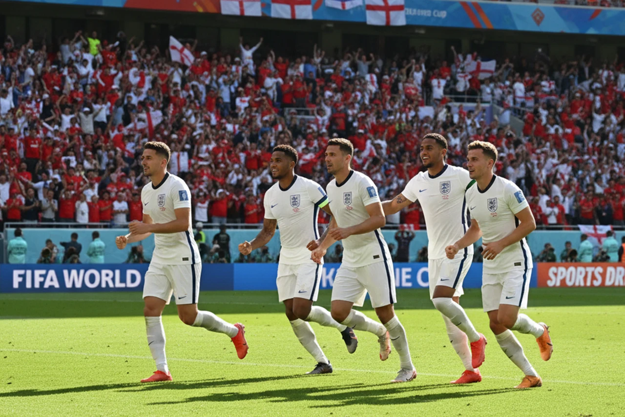 Engels team viert een ruime overwinning tijdens een kwalificatiewedstrijd