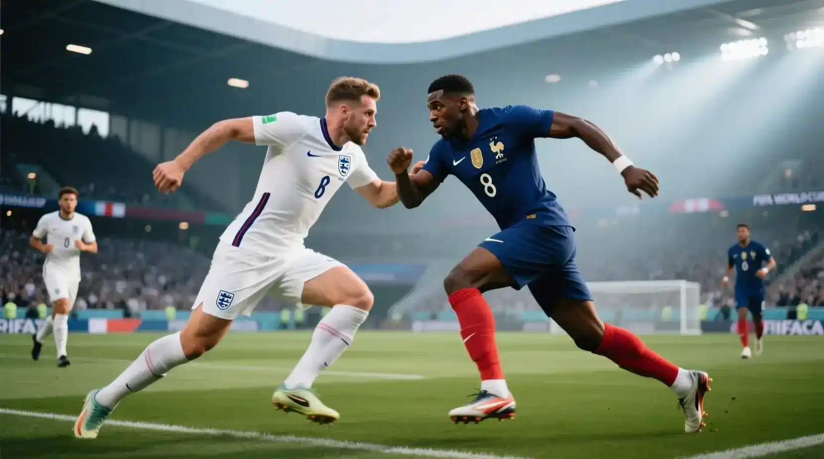 Engeland tegen Frankrijk topwedstrijd actie