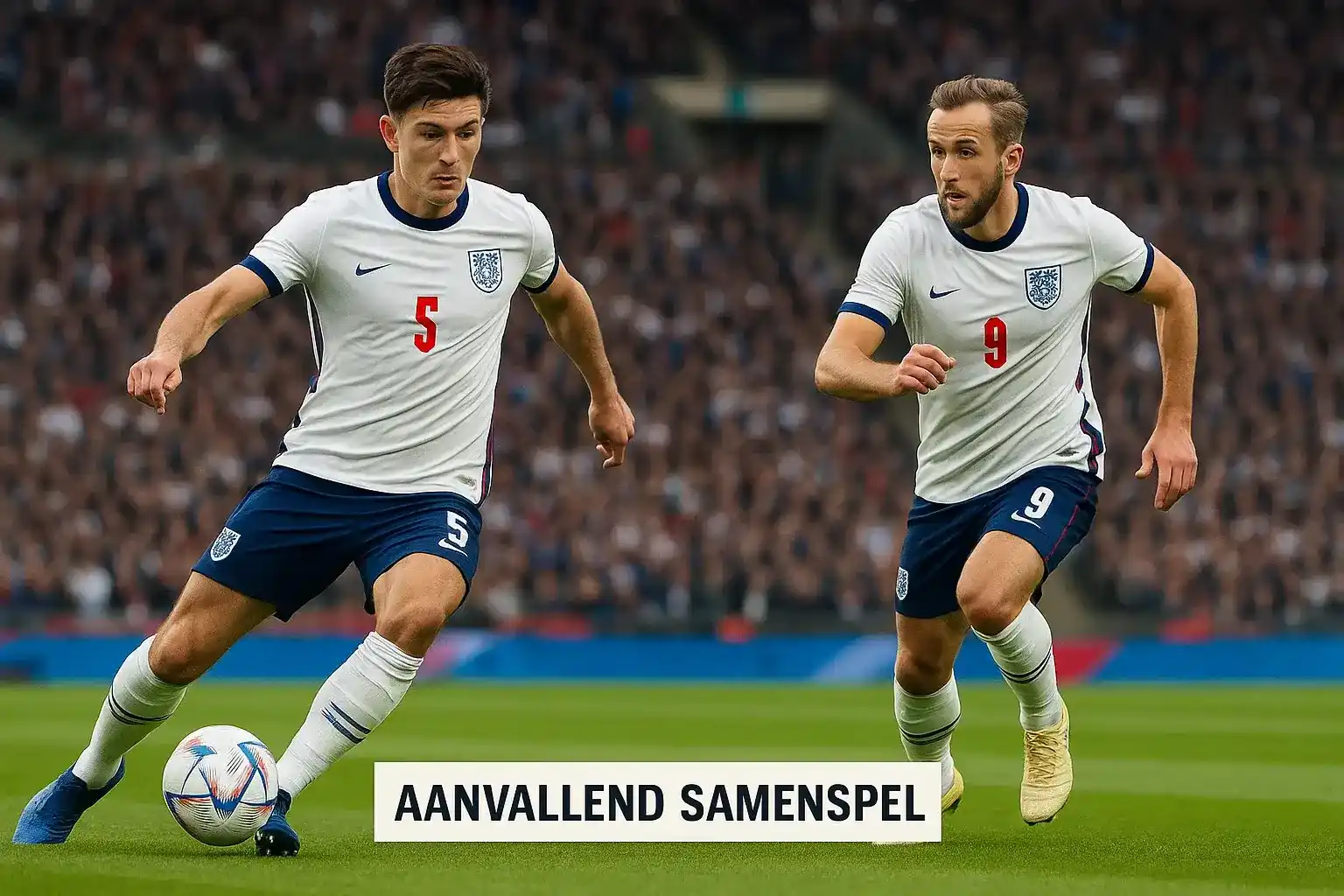 Engeland aanvallend samenspel tijdens wedstrijd op Wembley