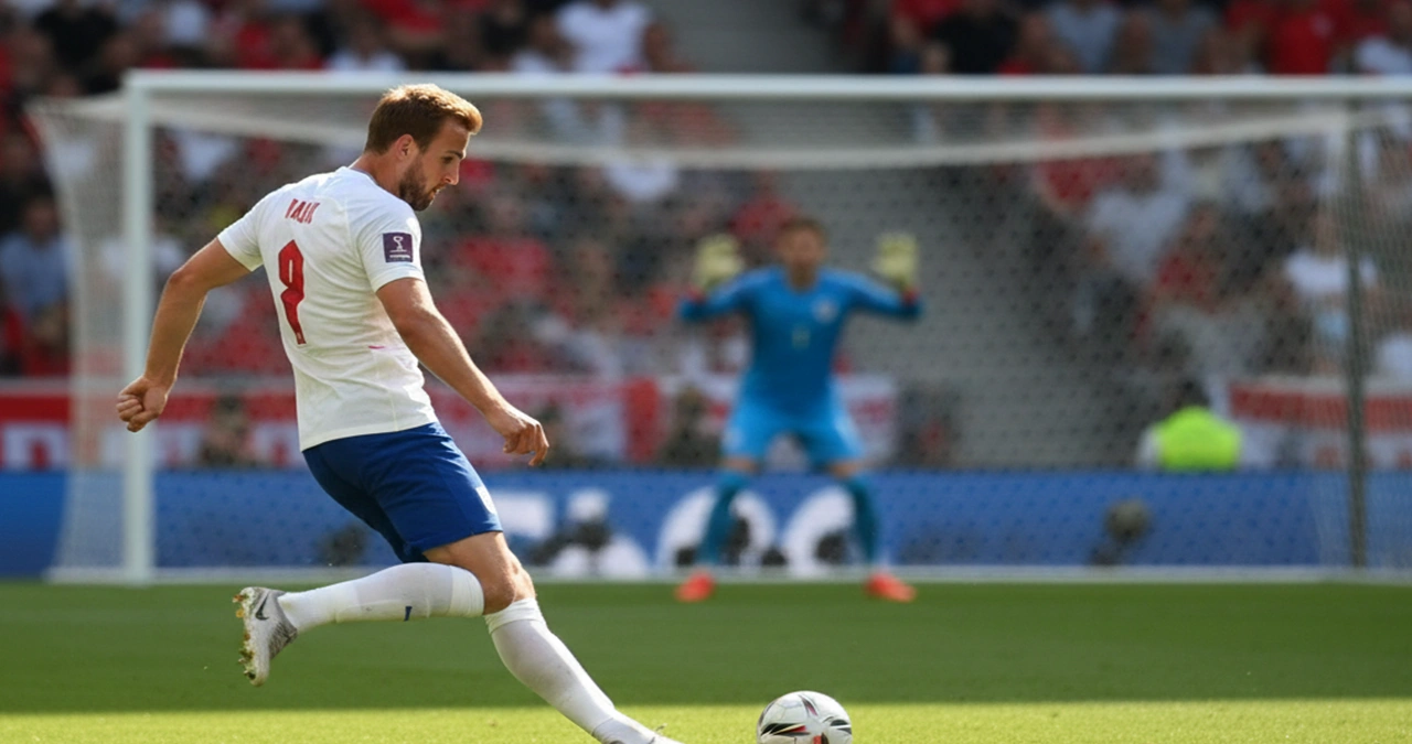 Harry Kane neemt een strafschop voor het Engelse elftal