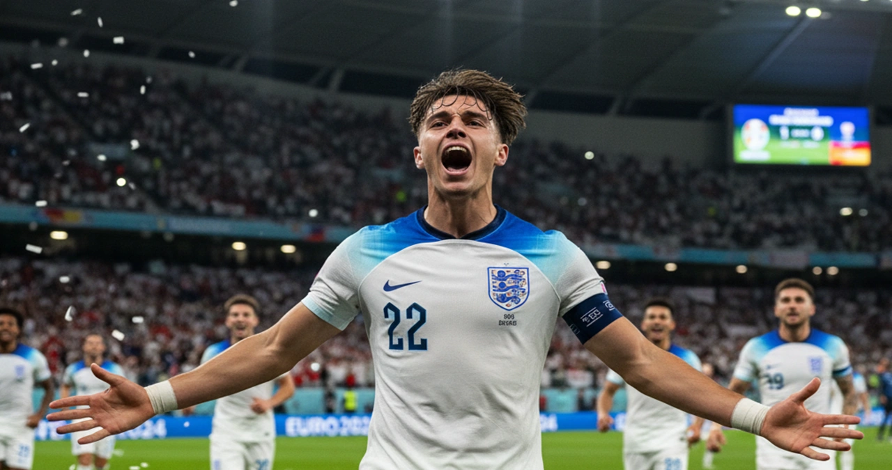 Jude Bellingham viert een belangrijk doelpunt voor Engeland