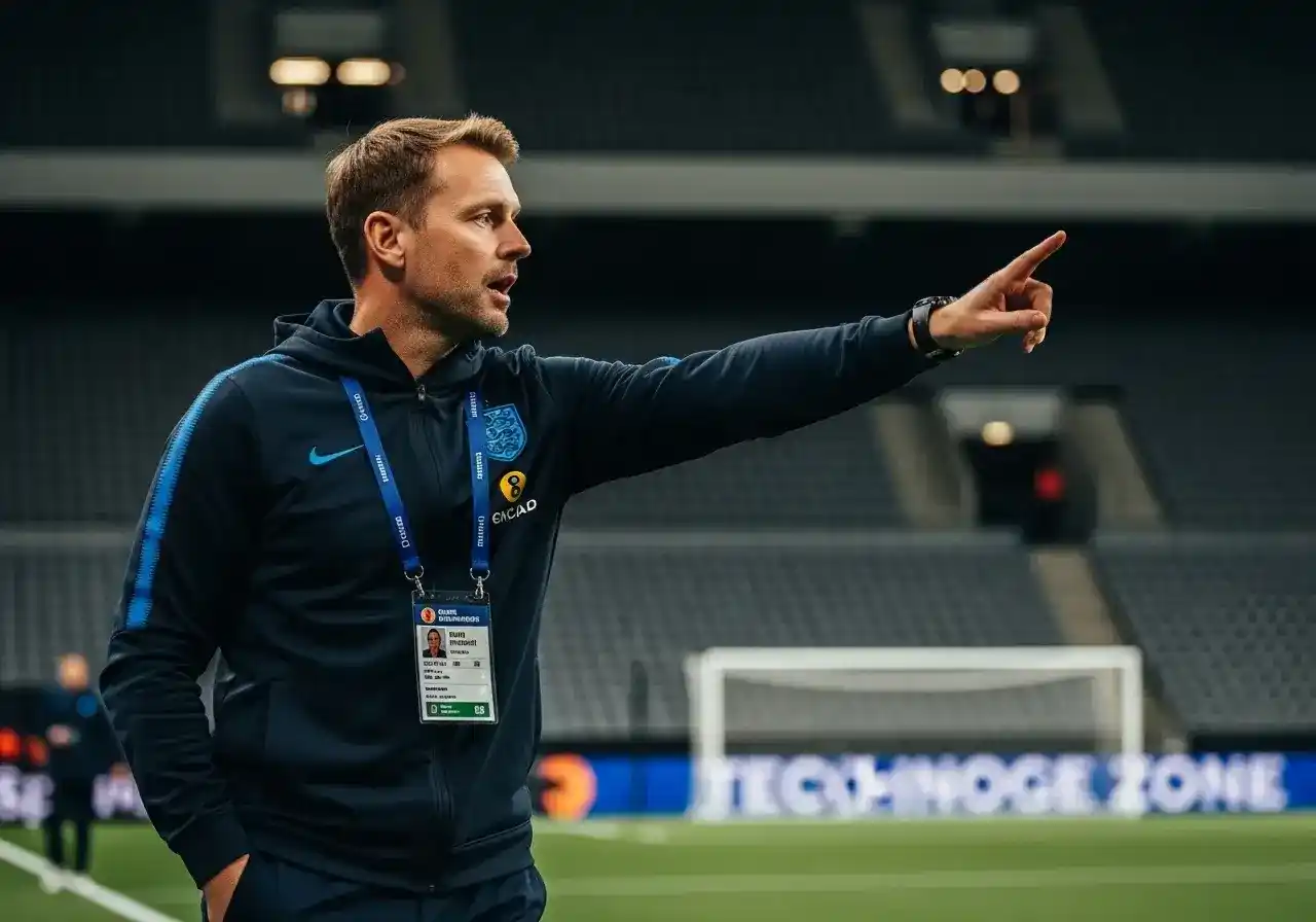 Thomas Tuchel geeft tactische instructies als bondscoach van Engeland