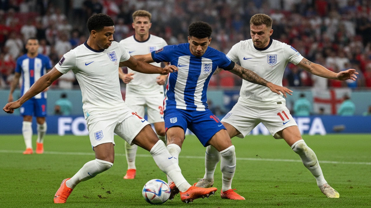 Voetballers in hoge pressing formatie tijdens een intensieve wedstrijd
